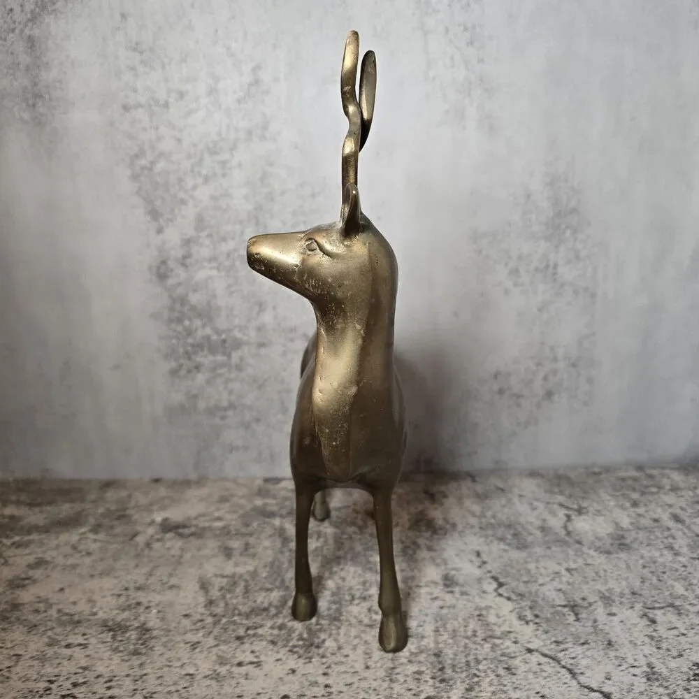 Vintage Mid Century Modern brass Antelope Deer figurine 10x6.5 - Picture 4 of 7